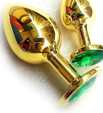 Анальная пробка с кристаллом Small Gold Emerald SGoldE Анальная пробка с кристаллом Small Gold Emerald SGoldE
