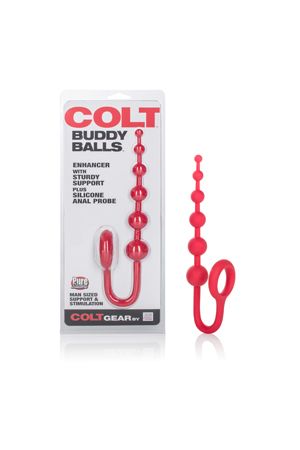 Анальная цепочка COLT Buddy Balls с эрекционным кольцом красная Анальная цепочка COLT Buddy Balls с эрекционным кольцом красная