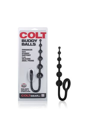 Анальная цепочка COLT Buddy Balls с эрекционным кольцом черная Анальная цепочка COLT Buddy Balls с эрекционным кольцом черная