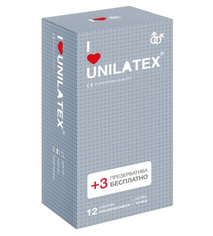 Презервативы Unilatex Dotted 15 шт ребристые точки