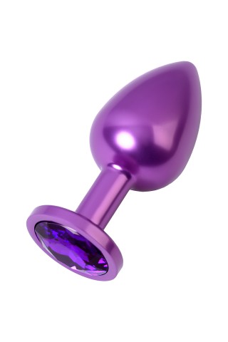 Фиолетовая анальная втулка Metal by TOYFA, с фиолетовым кристаллом (8.2, Ø 3.4 см)