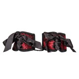 Наручники Scandal Corset Cuffs на завязках черный с красным