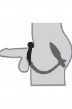 Анальная пробка ASS-KICKER WITH COCKRING с кольцом на пенис с вибрацией черная (10, Ø 3 см)