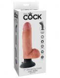 PipeDream King Cock 7 Вибромассажер 3в1 на съемной присоске Cock with Balls телесный (17.7, Ø 4.2 см)