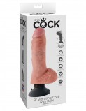 PipeDream King Cock 8 Вибромассажер 3в1 на съемной присоске Cock with Balls телесный (20.3, Ø 5.2 см)