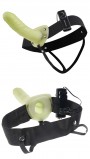 Фаллопротез-страпон универсальный флуоресцентный с вибрацией Hollow Strap-On
