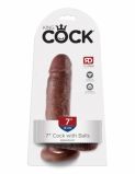 PipeDream King Cock 7 Фаллоимитатор с мошонкой на присоске коричневый 17,8х4,6 см