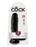 PipeDream King Cock 8 Фаллоимитатор с мошонкой на присоске чёрный (20.3, Ø 5.1 см)