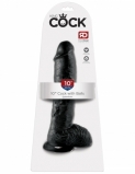 PipeDream King Cock 10 Фаллоимитатор с мошонкой на присоске чёрный (25, Ø 5.1 см)