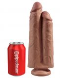 Фаллоимитатор сдвоенный на присоске King Cock 9 Two Cocks One Hole, мулат 22,8 см