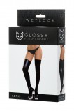 ЧУЛКИ GLOSSY ИЗ МАТЕРИАЛА WETLOOK, ЧЕРНЫЙ, L