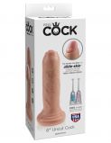 Фаллоимитатор на присоске необрезанный King Cock 6 Uncut Cock, телесный (16.5, Ø 3.8 см)