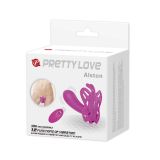 Перезаряжаемая вибробабочка с вагинальным отростком с пультом ДУ Baile PrettyLove Alston