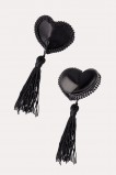 Пэстис Erolanta Lingerie Collection в форме сердец с кисточками тканевые черные
