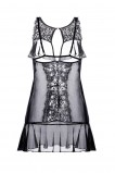 Комбинация Erolanta Lingerie Collection с открытой грудью, черная (размер 42-44)