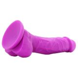 Фаллоимитатор силиконовый на присоске с мошонкой Colours Dual Density, Purple  (18.3, Ø 3.5 см)