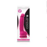Фаллоимитатор силиконовый на присоске с мошонкой Colours Dual Density, Pink (18.3, Ø 3.5 см)