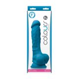 Фаллоимитатор силиконовый на присоске с мошонкой Colours Pleasures 7, Blue (22.4, Ø 4.7 см)