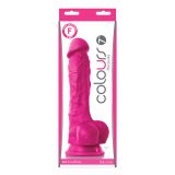 Фаллоимитатор силиконовый на присоске с мошонкой Colours Pleasures 7, Pink (22.4, Ø 4.7 см)