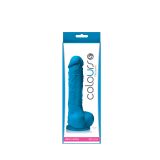 Фаллоимитатор силиконовый на присоске с мошонкой Colours Pleasures 5, Blue (17.8, Ø 3.8 см)