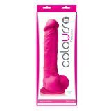 Фаллоимитатор силиконовый на присоске с мошонкой Colours Pleasures 8, Pink (24.5, Ø 5 см)