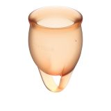 Набор менструальных чаш Feel confident Menstrual Cup Orange с петелькой, 2шт (15 и 20 мл) Satisfyer