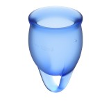 Набор менструальных чаш Feel confident Menstrual Cup Dark Blue с петелькой, 2шт (15 и 20 мл) Satisfyer