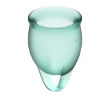 Набор менструальных чаш Feel confident Menstrual Cup Dark Green с петелькой, 2шт (15 и 20 мл) Satisfyer
