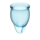 Набор менструальных чаш Feel confident Menstrual Cup Light Blue с петелькой, 2шт (15 и 20 мл) Satisfyer