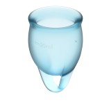 Набор менструальных чаш Feel confident Menstrual Cup Light Blue с петелькой, 2шт (15 и 20 мл) Satisfyer