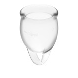 Набор менструальных чаш Feel confident Menstrual Cup Transparent с петелькой, 2шт (15 и 20 мл) Satisfyer
