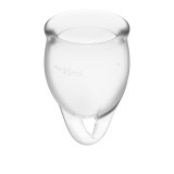 Набор менструальных чаш Feel confident Menstrual Cup Transparent с петелькой, 2шт (15 и 20 мл) Satisfyer