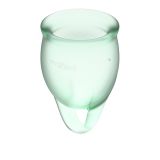 Набор менструальных чаш Feel confident Menstrual Cup Light Green с петелькой, 2шт (15 и 20 мл) Satisfyer