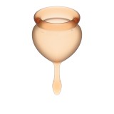 Набор менструальных чаш  Feel Good Menstrual Cup Orange с хвостиком-капелькой, 2шт (15 и 20 мл) Satisfyer