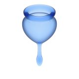 Набор менструальных чаш Feel Good Menstrual Cup Dark Blue с хвостиком-капелькой, 2шт (15 и 20 мл) Satisfyer