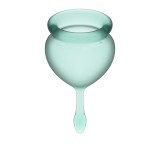 Набор менструальных чаш Feel Good Menstrual Cup Dark Green с хвостиком-капелькой, 2шт (15 и 20 мл) Satisfyer