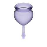Набор менструальных чаш  Feel Good Menstrual Cup Lilla с хвостиком-капелькой, 2шт (15 и 20 мл) Satisfyer