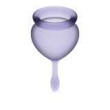 Набор менструальных чаш  Feel Good Menstrual Cup Lilla с хвостиком-капелькой, 2шт (15 и 20 мл) Satisfyer