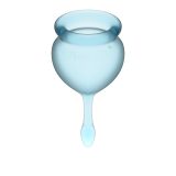 Набор менструальных чаш Feel Good Menstrual Cup Light Blue с хвостиком-капелькой, 2шт (15 и 20 мл) Satisfyer