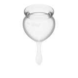 Набор менструальных чаш  Feel Good Menstrual Cup Transparent с хвостиком-капелькой, 2шт (15 и 20 мл) Satisfyer