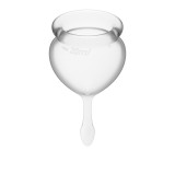 Набор менструальных чаш  Feel Good Menstrual Cup Transparent с хвостиком-капелькой, 2шт (15 и 20 мл) Satisfyer