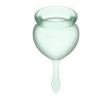 Набор менструальных чаш Feel Good Menstrual Cup Light Green с хвостиком-капелькой, 2шт (15 и 20 мл) Satisfyer