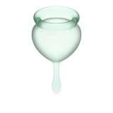Набор менструальных чаш Feel Good Menstrual Cup Light Green с хвостиком-капелькой, 2шт (15 и 20 мл) Satisfyer