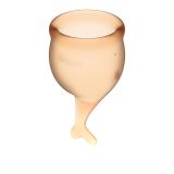Набор менструальных чаш Feel Secure Menstrual Cup Orange с хвостиком 2шт (15 и 20 мл) Satisfyer