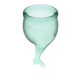 Набор менструальных чаш Feel Secure Menstrual Cup Dark Green с хвостиком 2шт (15 и 20 мл) Satisfyer