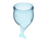 Набор менструальных чаш Feel Secure Menstrual Cup Light Blue с хвостиком 2шт (15 и 20 мл) Satisfyer