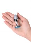 Анальный страз Metal by TOYFA серебристый, с черным кристаллом (7 см, Ø 2.8 см)