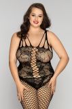 Костюм-сетка и стринги Candy Girl Kasandrah черные (размер 2XL)