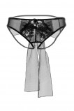 Эротические трусики Erolanta Lingerie Collection из стрейч-сетки с бантом, черные (размер 54-56)
