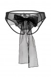 Эротические трусики Erolanta Lingerie Collection из стрейч-сетки с бантом, черные (размер 54-56)